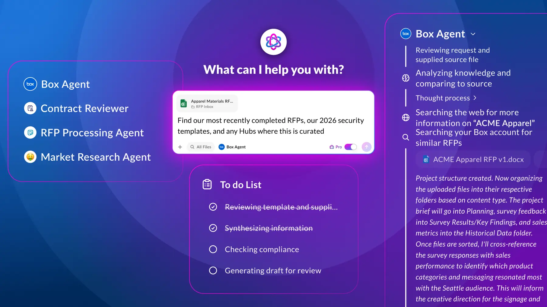 Иллюстрация к разделу «Box AI Home: рабочее пространство агента» с сайта Box Blog